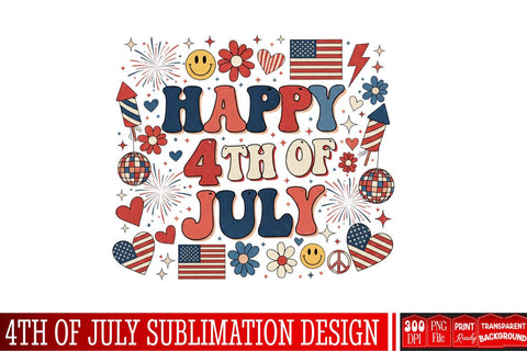 4th of July Sublimation PNG, Happy 4th PNG, Patriotic PNG, America PNG, July 4th Clipart, USA Sublimation, Red White Blue SVG, Freedom PNG, Independence Day PNG, Fireworks PNG Sublimation BlackCatsMedia 