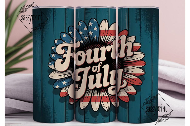 4th of July Sunflower Tumbler Wrap Sublimation sassyprint 