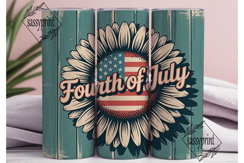 4th of July Sunflower Tumbler Wrap Sublimation sassyprint 