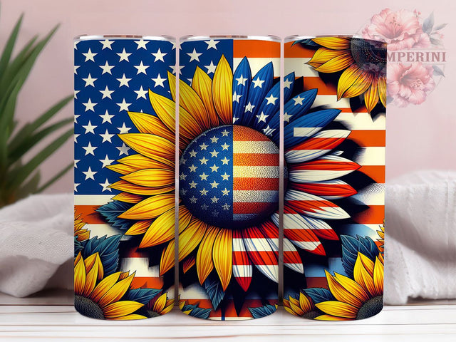 4th of July Sunflower Tumbler Wrap, Sunflower Tumbler Wrap, Patriotic Tumbler Design, USA Sublimation Wrap, Independence Day Tumbler, Red White Blue Tumbler Sublimation Li Zamperini 