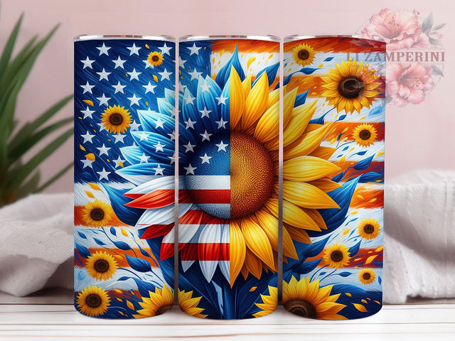 4th of July Sunflower Tumbler Wrap, Sunflower Tumbler Wrap, Patriotic Tumbler Design, USA Sublimation Wrap, Independence Day Tumbler, Red White Blue Tumbler Sublimation Li Zamperini 