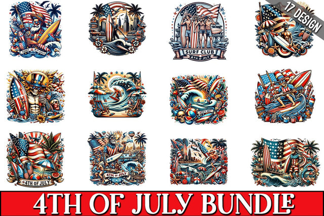 4Th Of July Surf Club Clipart bundle SVG CraftingStudio 
