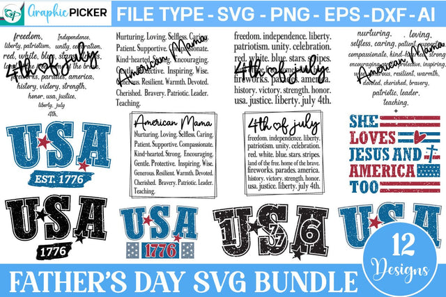 4th Of July SVG Bundle, USA 1776 SVG, Patriotic SVG Bundle SVG DesignPlante 503 