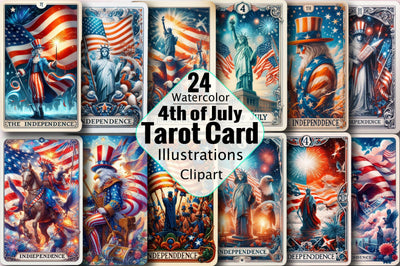 4th of July Tarot Card Deck Independence Sublimation Clipart Bundle Sublimation SVGArt 