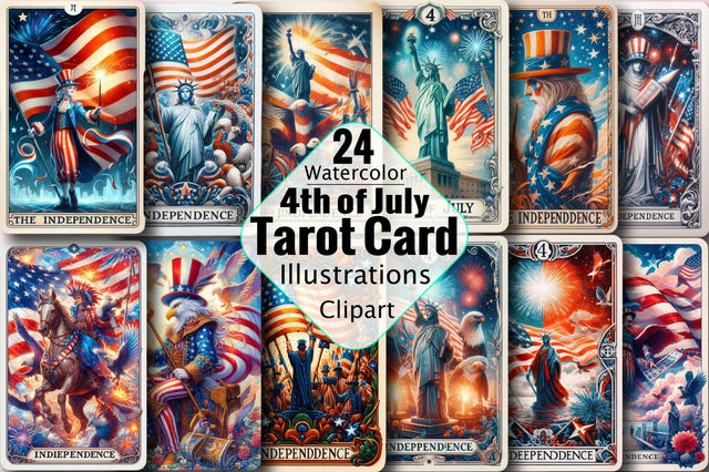 4th of July Tarot Card Deck Independence Sublimation Clipart Bundle Sublimation SVGArt 