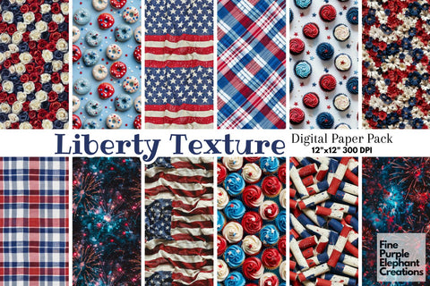 4th of July Texture Digital Paper - Patriotic American Independence Digital Pattern Fine Purple Elephant Creations 