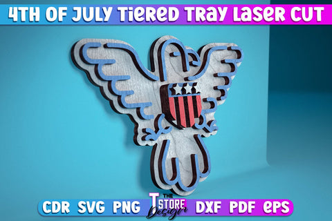 4th of July Tiered Tray Laser Cut | Tiered Tray Laser Cut Design | CNC Files SVG The T Store Design 