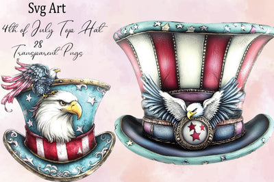4th of July Top Hat Clipart Bundle. Sublimation SVGArt 