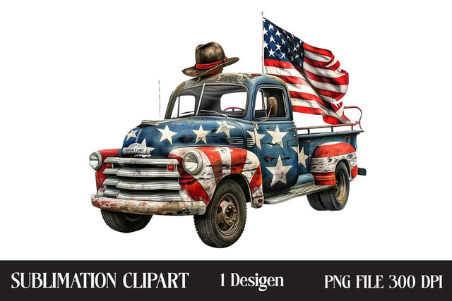 4th Of July Truck Clipart,Illustrator Clipart,Quotes and Sayings,Food & Drink,On Sale, Print & Cut Sublimation Newmockups 