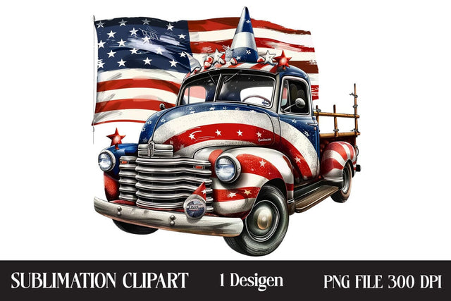 4th Of July Truck Clipart,Illustrator Clipart,Quotes and Sayings,Food & Drink,On Sale, Print & Cut Sublimation Newmockups 