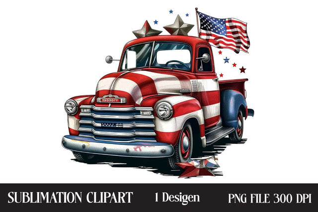 4th Of July Truck Clipart,Illustrator Clipart,Quotes and Sayings,Food & Drink,On Sale, Print & Cut Sublimation Newmockups 