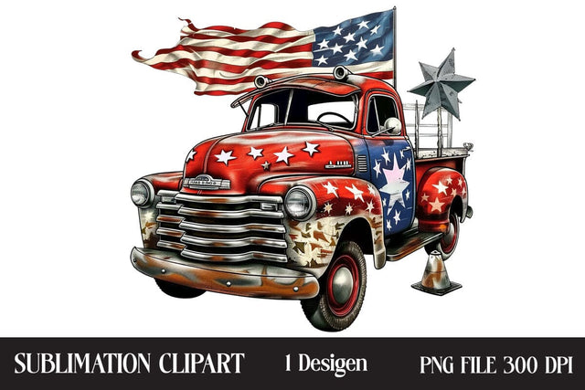 4th Of July Truck Clipart,Illustrator Clipart,Quotes and Sayings,Food & Drink,On Sale, Print & Cut Sublimation Newmockups 
