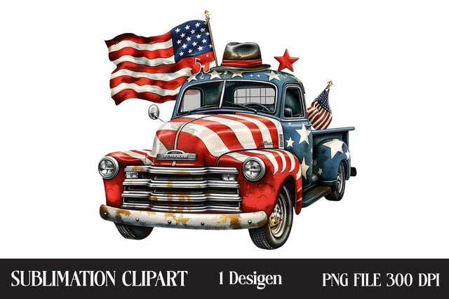 4th Of July Truck Clipart,Illustrator Clipart,Quotes and Sayings,Food & Drink,On Sale, Print & Cut Sublimation Newmockups 
