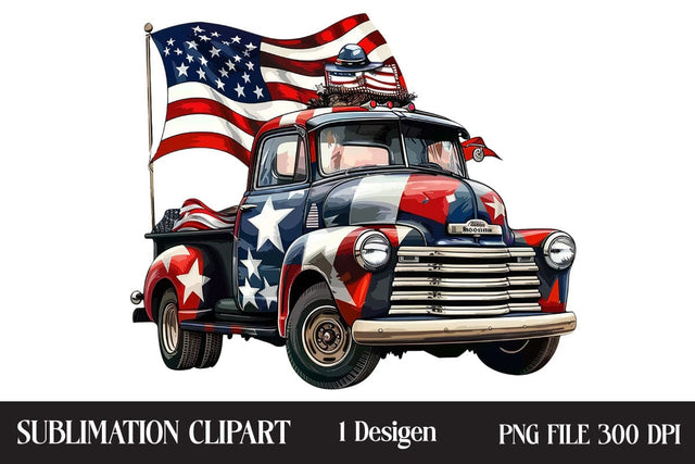 4th Of July Truck Clipart,Illustrator Clipart,Quotes and Sayings,Food & Drink,On Sale, Print & Cut Sublimation Newmockups 