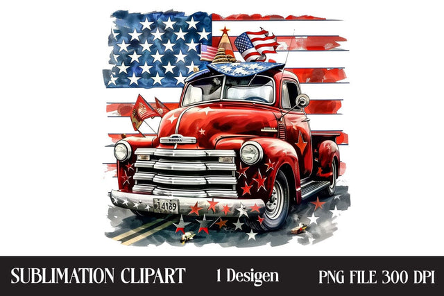 4th Of July Truck Clipart,Illustrator Clipart,Quotes and Sayings,Food & Drink,On Sale, Print & Cut Sublimation Newmockups 