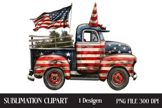 4th Of July Truck Clipart,Illustrator Clipart,Quotes and Sayings,Food & Drink,On Sale, Print & Cut Sublimation Newmockups 