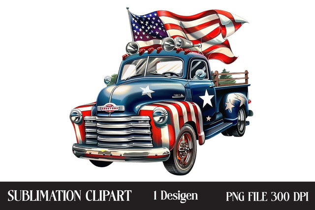 4th Of July Truck Clipart,Illustrator Clipart,Quotes and Sayings,Food & Drink,On Sale, Print & Cut Sublimation Newmockups 