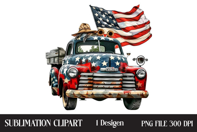 4th Of July Truck Clipart,Illustrator Clipart,Quotes and Sayings,Food & Drink,On Sale, Print & Cut Sublimation Newmockups 