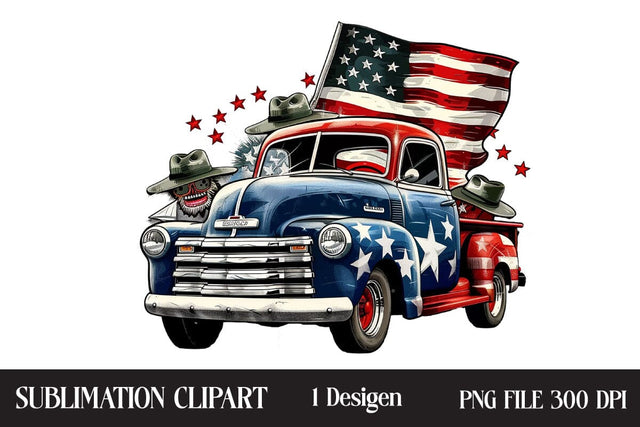 4th Of July Truck Clipart,Illustrator Clipart,Quotes and Sayings,Food & Drink,On Sale, Print & Cut Sublimation Newmockups 
