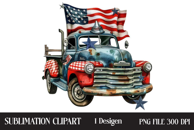 4th Of July Truck Clipart,Illustrator Clipart,Quotes and Sayings,Food & Drink,On Sale, Print & Cut Sublimation Newmockups 