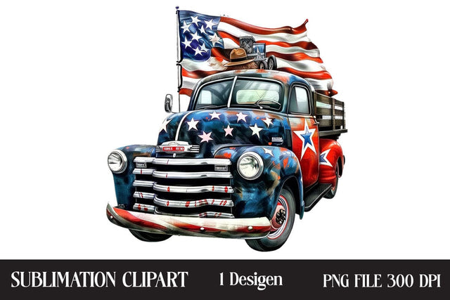 4th Of July Truck Clipart,Illustrator Clipart,Quotes and Sayings,Food & Drink,On Sale, Print & Cut Sublimation Newmockups 