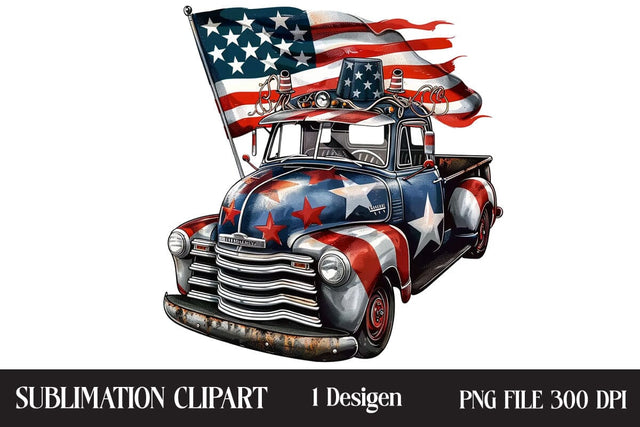4th Of July Truck Clipart,Illustrator Clipart,Quotes and Sayings,Food & Drink,On Sale, Print & Cut Sublimation Newmockups 