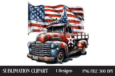 4th Of July Truck Clipart,Illustrator Clipart,Quotes and Sayings,Food & Drink,On Sale, Print & Cut Sublimation Newmockups 