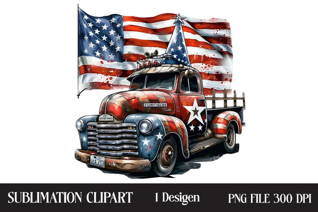 4th Of July Truck Clipart,Illustrator Clipart,Quotes and Sayings,Food & Drink,On Sale, Print & Cut Sublimation Newmockups 
