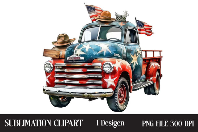 4th Of July Truck Clipart,Illustrator Clipart,Quotes and Sayings,Food & Drink,On Sale, Print & Cut Sublimation Newmockups 