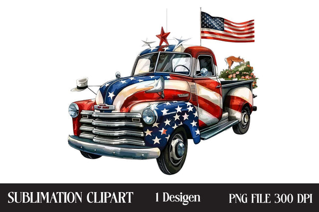 4th Of July Truck Clipart,Illustrator Clipart,Quotes and Sayings,Food & Drink,On Sale, Print & Cut SVG Newmockups 