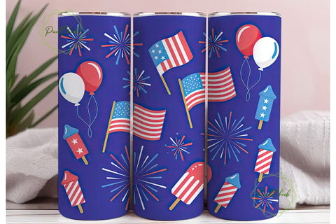 4th of July Tumbler Wrap PNG Sublimation PixelChick 