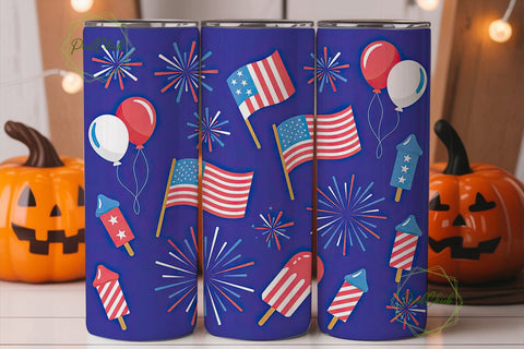 4th of July Tumbler Wrap PNG Sublimation PixelChick 