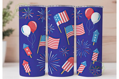 4th of July Tumbler Wrap PNG Sublimation PixelChick 