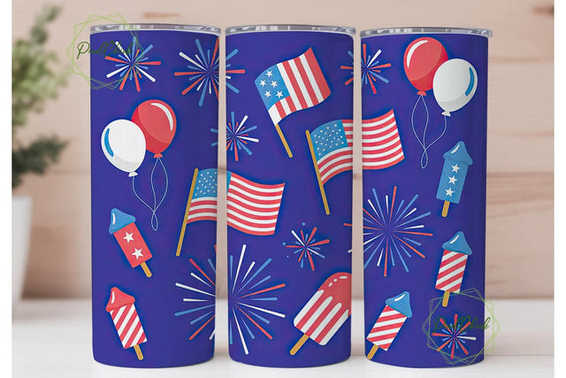 4th of July Tumbler Wrap PNG Sublimation PixelChick 