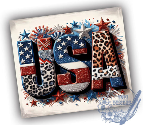 4th of July USA 20oz Skinny Tumbler, USA Western Tumbler Png, Straight & Tapered Tumbler Wrap, Instant Digital Download Sublimation ToriDesigns 