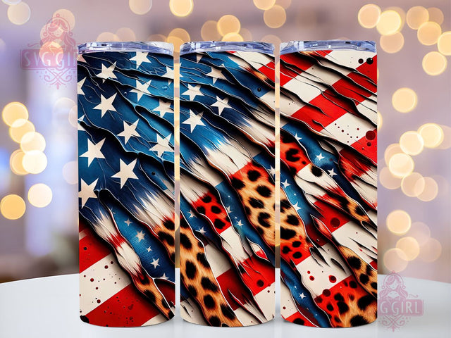 4th Of July USA Flag Leopard 20oz Tumbler Wrap Sublimation Design, Straight Tapered Tumbler Wrap, 4th of July Tumbler Png, Instant Digital Download Sublimation SvggirlplusArt 