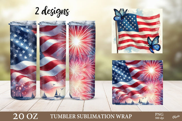 4th Of July Vintage Tumbler Wrap. Independence Day Sublimation Sublimation Olga Terlyanskaya 