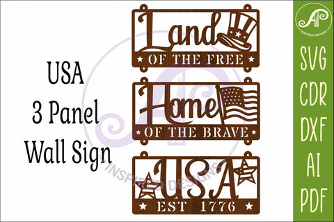 4th of July Wall Art SVG Patriotic USA Laser Cut Sign SVG APInspireddesigns 