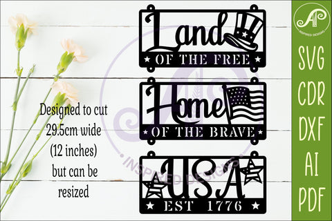 4th of July Wall Art SVG Patriotic USA Laser Cut Sign SVG APInspireddesigns 