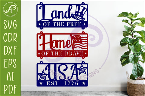4th of July Wall Art SVG Patriotic USA Laser Cut Sign SVG APInspireddesigns 