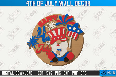 4th of July Wall Décor Laser Cut Bundle | Patriotic Sign | Independence Day | Red White and Blue | CNC Files SVG Fly Design 