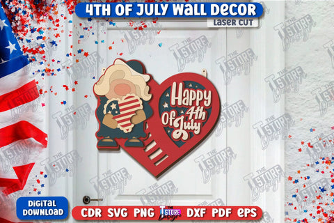 4th of July Wall Décor Laser Cut Bundle | Patriotic Sign | Independence Day | Red White and Blue | CNC Files SVG The T Store Design 