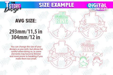 4th of July Wall Décor Laser Cut Bundle | Patriotic Sign | Independence Day | Red White and Blue | CNC Files SVG The T Store Design 