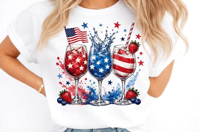4th of July Wine Glasses PNG Sublimation Sublimation designmaster24 