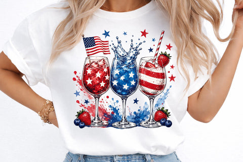 4th of July Wine Glasses PNG Sublimation Sublimation designmaster24 