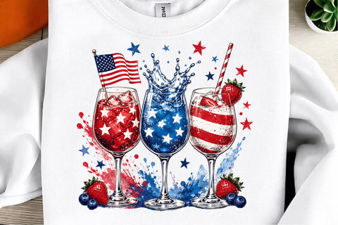 4th of July Wine Glasses PNG Sublimation Sublimation designmaster24 