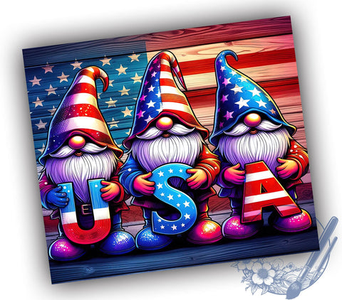 4th of July with USA Gnomes 20oz Skinny Tumbler, USA Gnome Tumbler Png, Straight & Tapered Tumbler Wrap, Instant Digital Download Sublimation ToriDesigns 