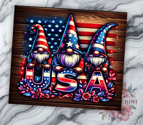 4th of July With USA Gnomes 20oz Tumbler Wrap PNG, American Gnome Tumbler Png, Straight & Tapered Tumbler Wrap, Instant Digital Download Sublimation Li Zamperini 