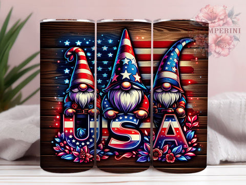 4th of July With USA Gnomes 20oz Tumbler Wrap PNG, American Gnome Tumbler Png, Straight & Tapered Tumbler Wrap, Instant Digital Download Sublimation Li Zamperini 