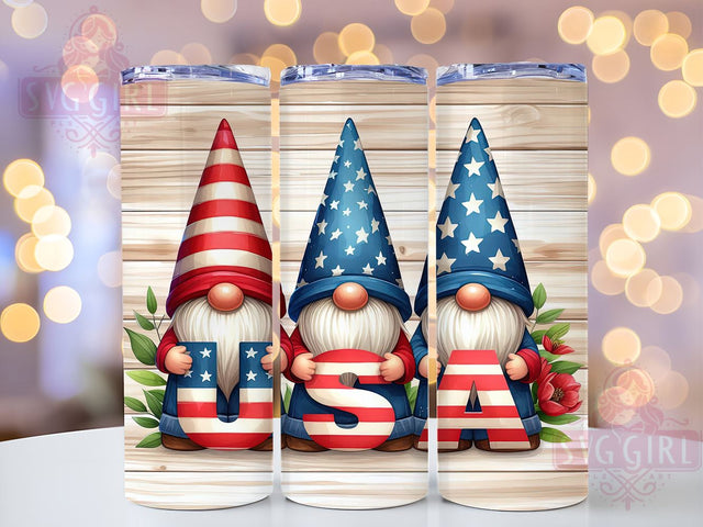 4th of July With USA Gnomes 20oz Tumbler Wrap Sublimation Design, Straight Tapered Tumbler Wrap, USA Gnomes Tumbler Png, Instant Digital Download Sublimation SvggirlplusArt 